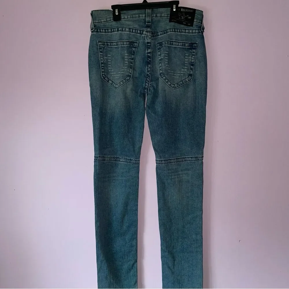 True Religion Size 30 Rocco Relaxed Skinny Light Wash Denim Jeans